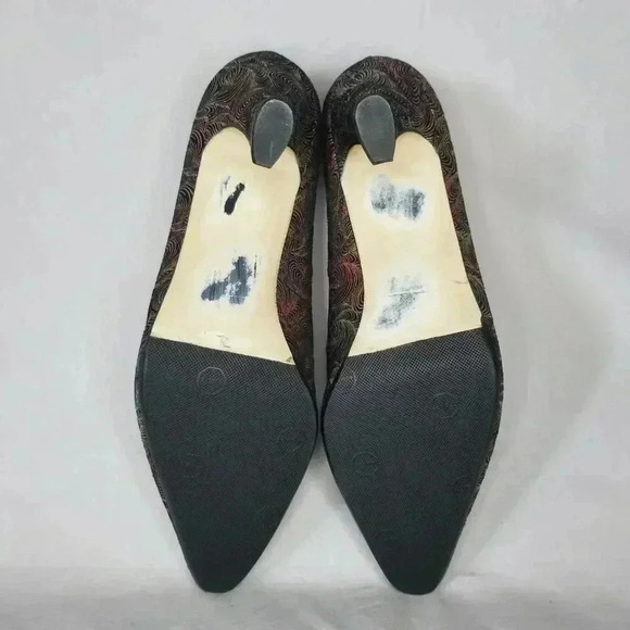 VINTAGE 80s J. Renee Iridescent Rainbow Embossed Leather Heels Pumps 7 - Picture 7 of 10